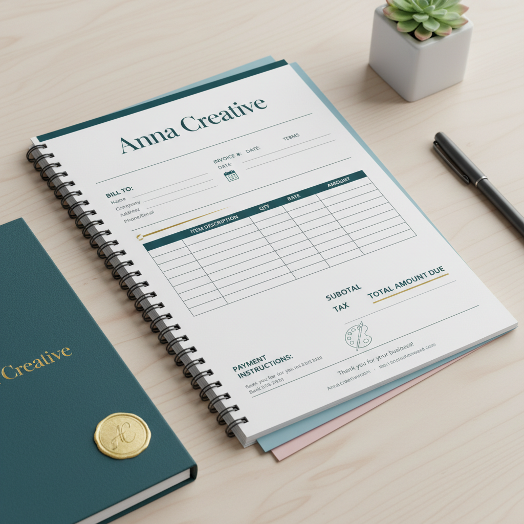 crear factureros con el logo y nombre Anna Creative