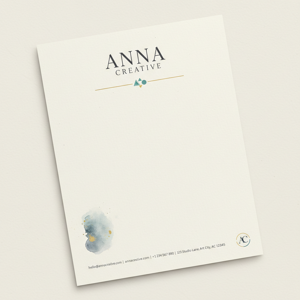 crear una hoja membretada con el nombre Anna Creative